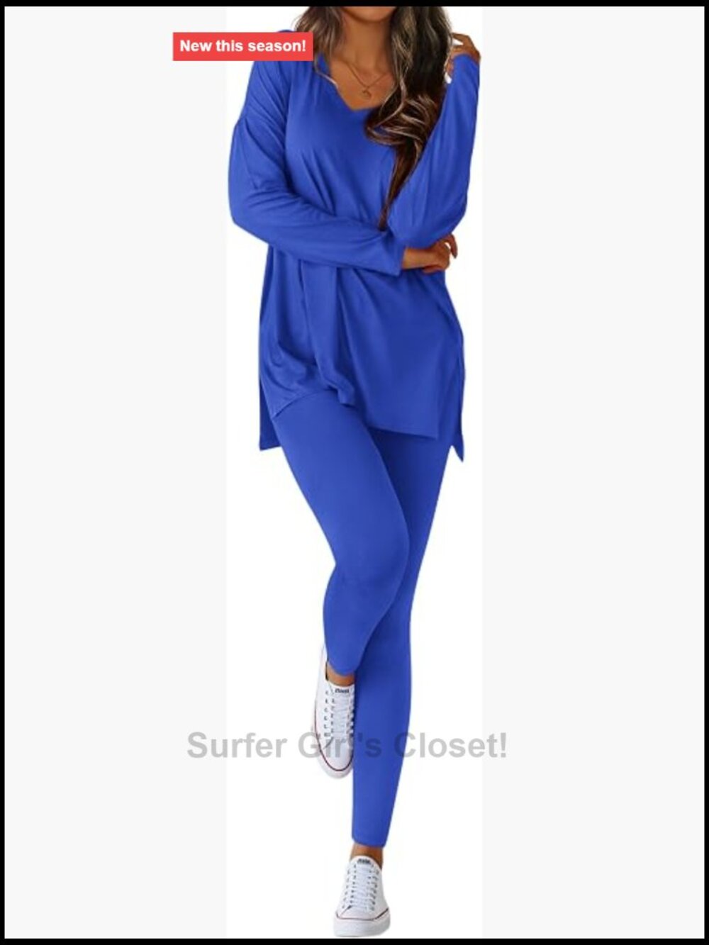 Two Piece Lounge Set Oversized Shirt Leggings Travel Outfit Viscose Blend